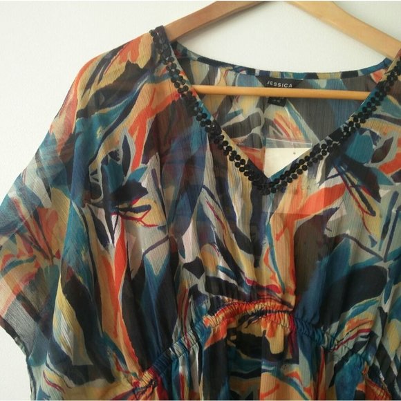 Nwt Jessica Sheer Multicoloured Cover-up - Picture 3 of 10